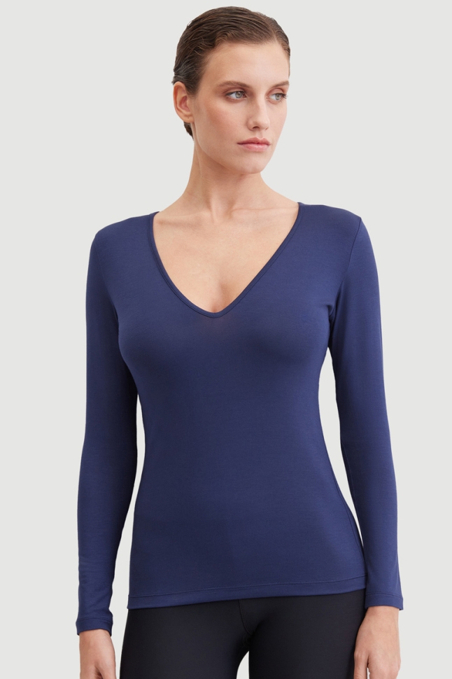 Лонгслив Super Power V-neck Deep Navy