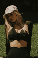 Лонгслив Crop V-Neck Floral Black