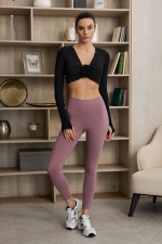 Лонгслив Crop V-Neck Floral Black