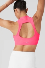 Топ Goddess Rib Crop Dynamite Fluorescent Pink Coral Топ Goddess Rib Crop Dynamite Fluorescent Pink Coral