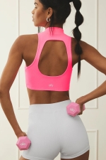 Топ Goddess Rib Crop Dynamite Fluorescent Pink Coral Топ Goddess Rib Crop Dynamite Fluorescent Pink Coral