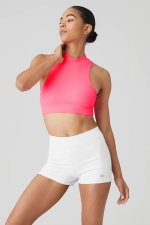 Топ Goddess Rib Crop Dynamite Fluorescent Pink Coral Топ Goddess Rib Crop Dynamite Fluorescent Pink Coral