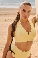 Топ V Cut Scallop Halter Lemon